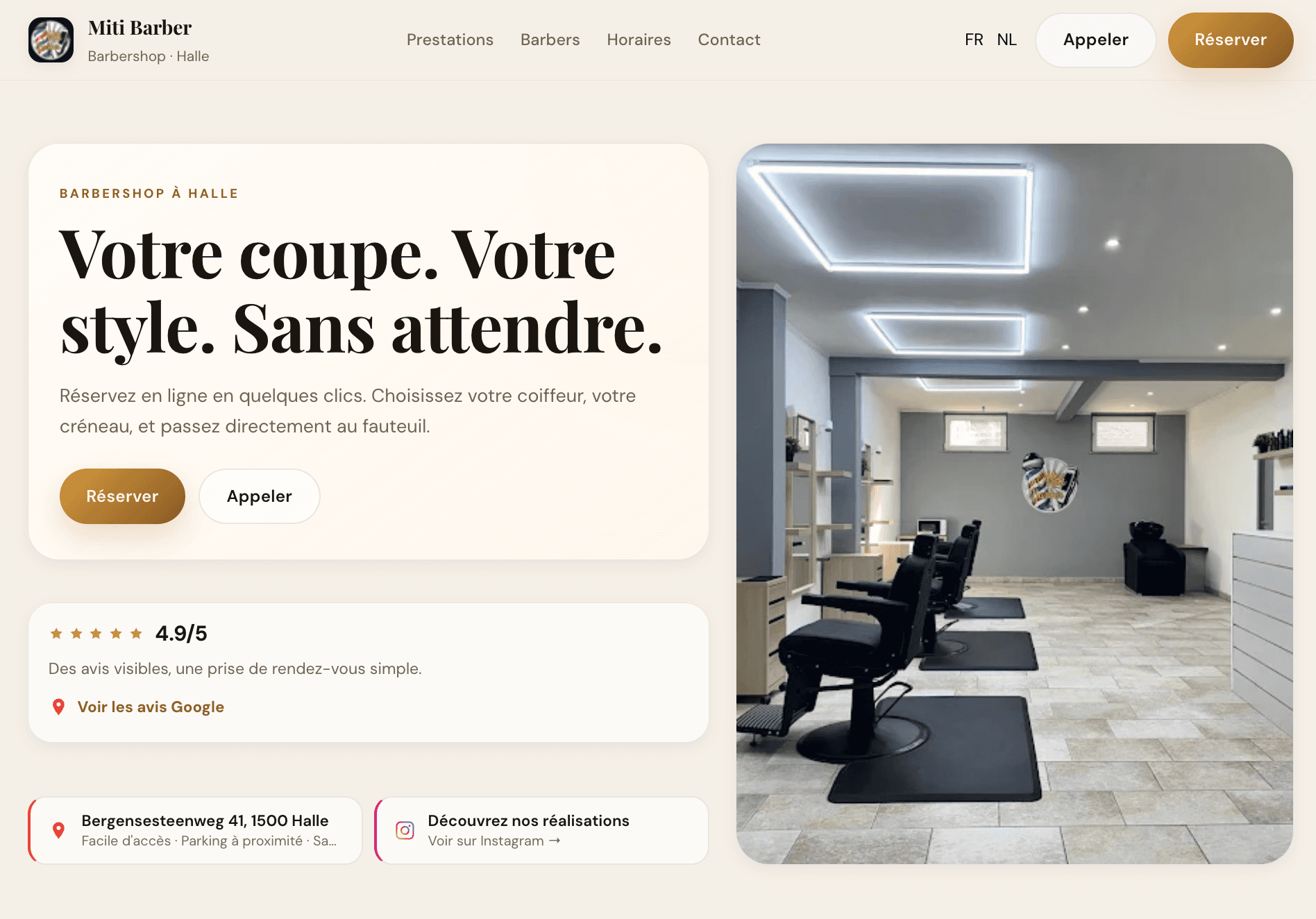 Capture du projet Miti Barber